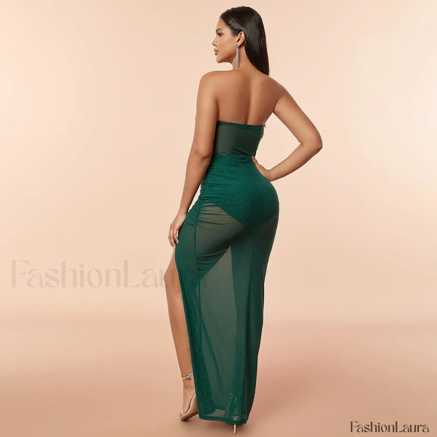 Corset Slit Folds Maxi Dress - Image 15