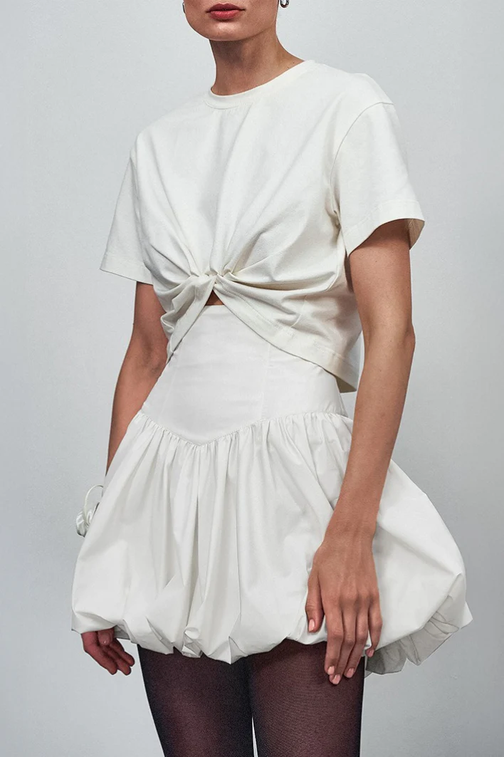 Cotton A-Line High Waist Versatile Mini Skirt - Image 2