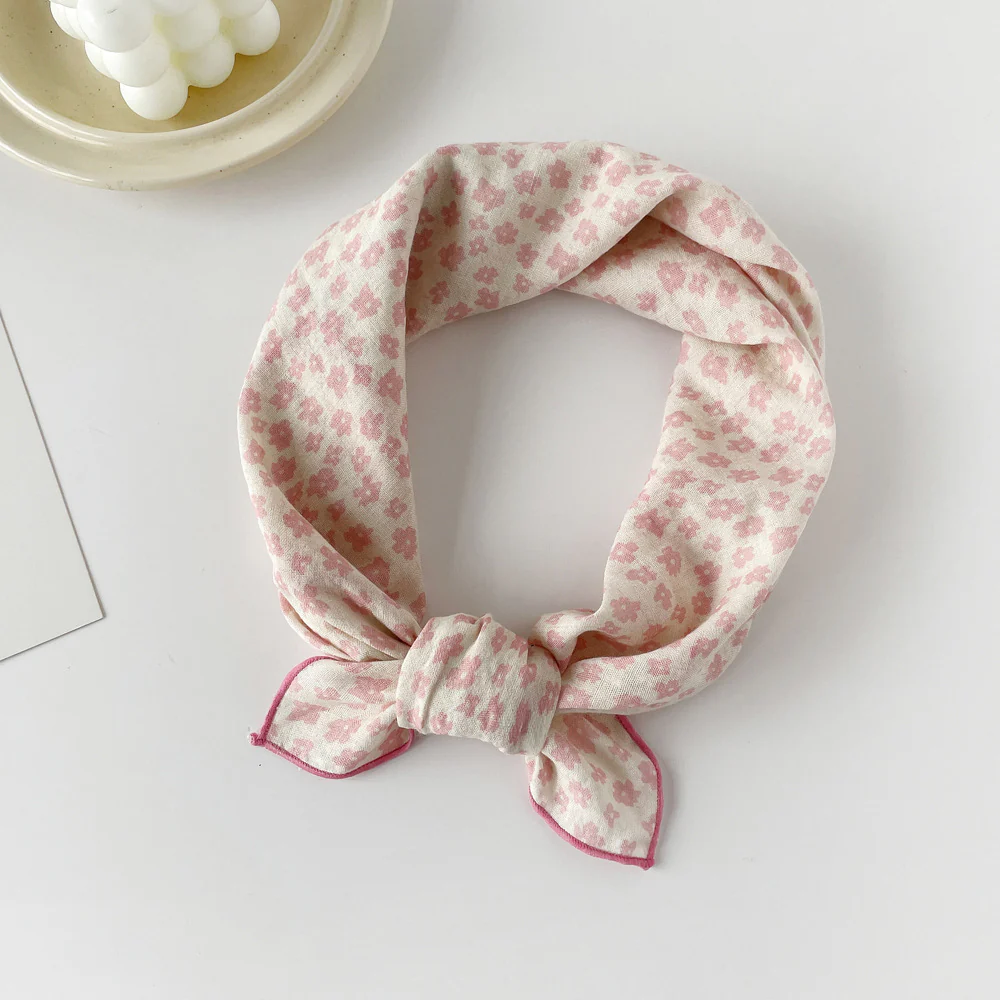 Cotton Floral Print Square Head Neck Scarf - Image 2