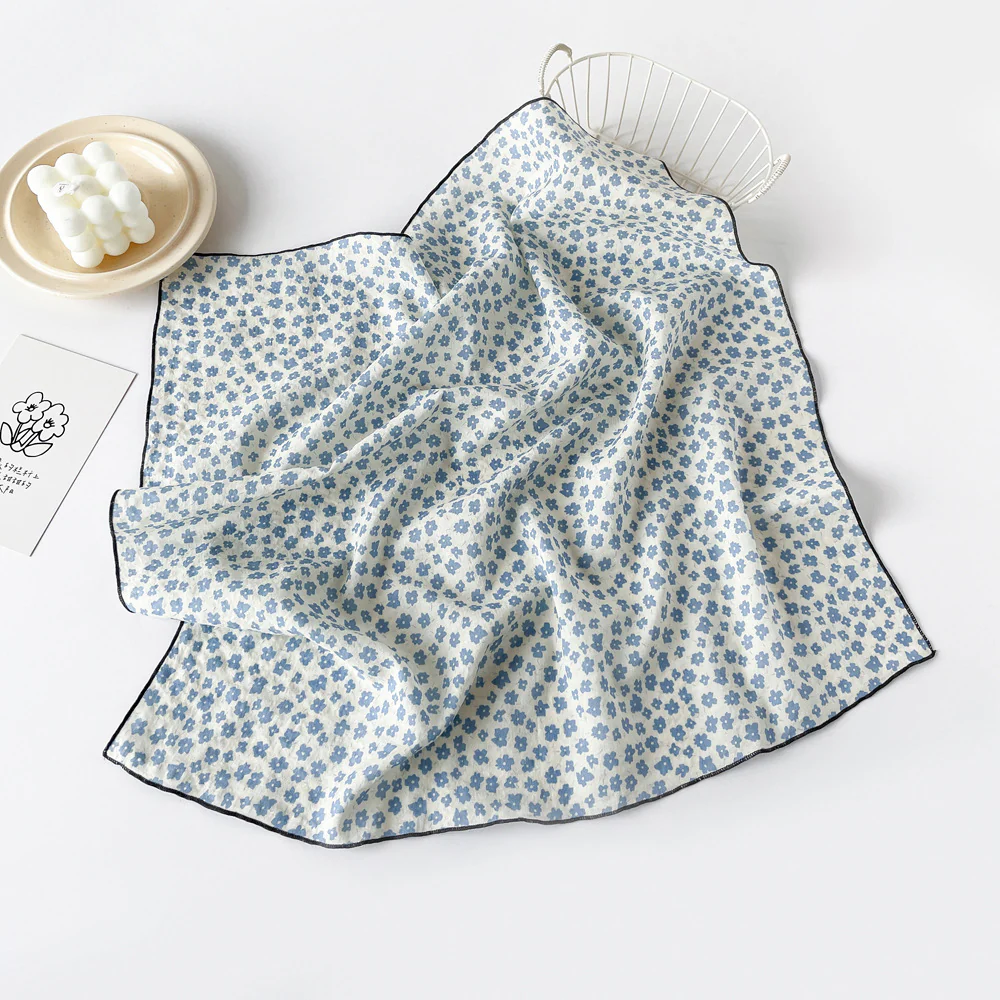 Cotton Floral Print Square Head Neck Scarf - Image 3