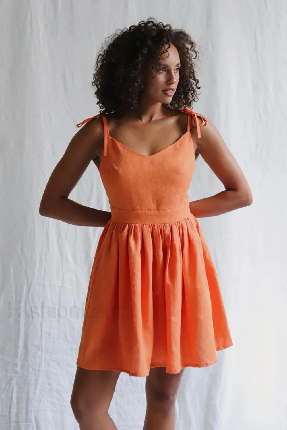 Cotton Halter High Waist Strappy Mini Dress - Image 11