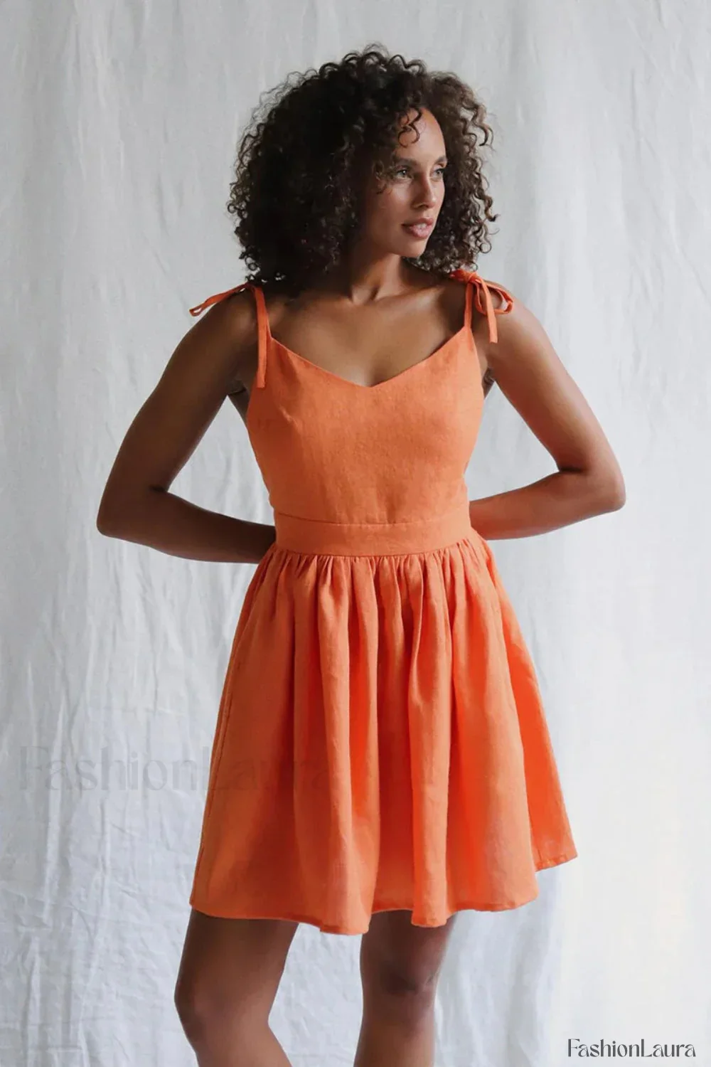 Cotton Halter High Waist Strappy Mini Dress - Image 25