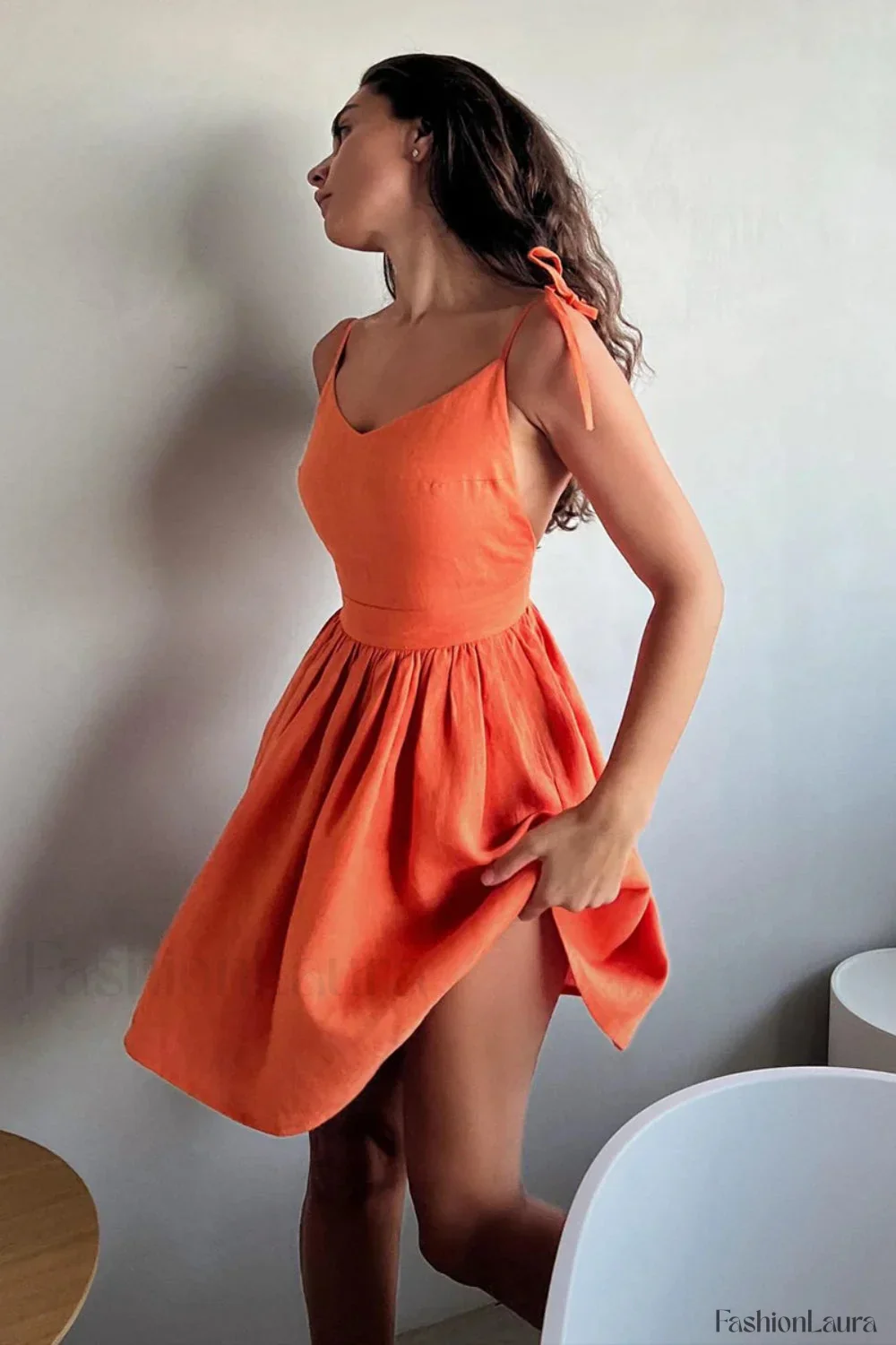 Cotton Halter High Waist Strappy Mini Dress - Image 26