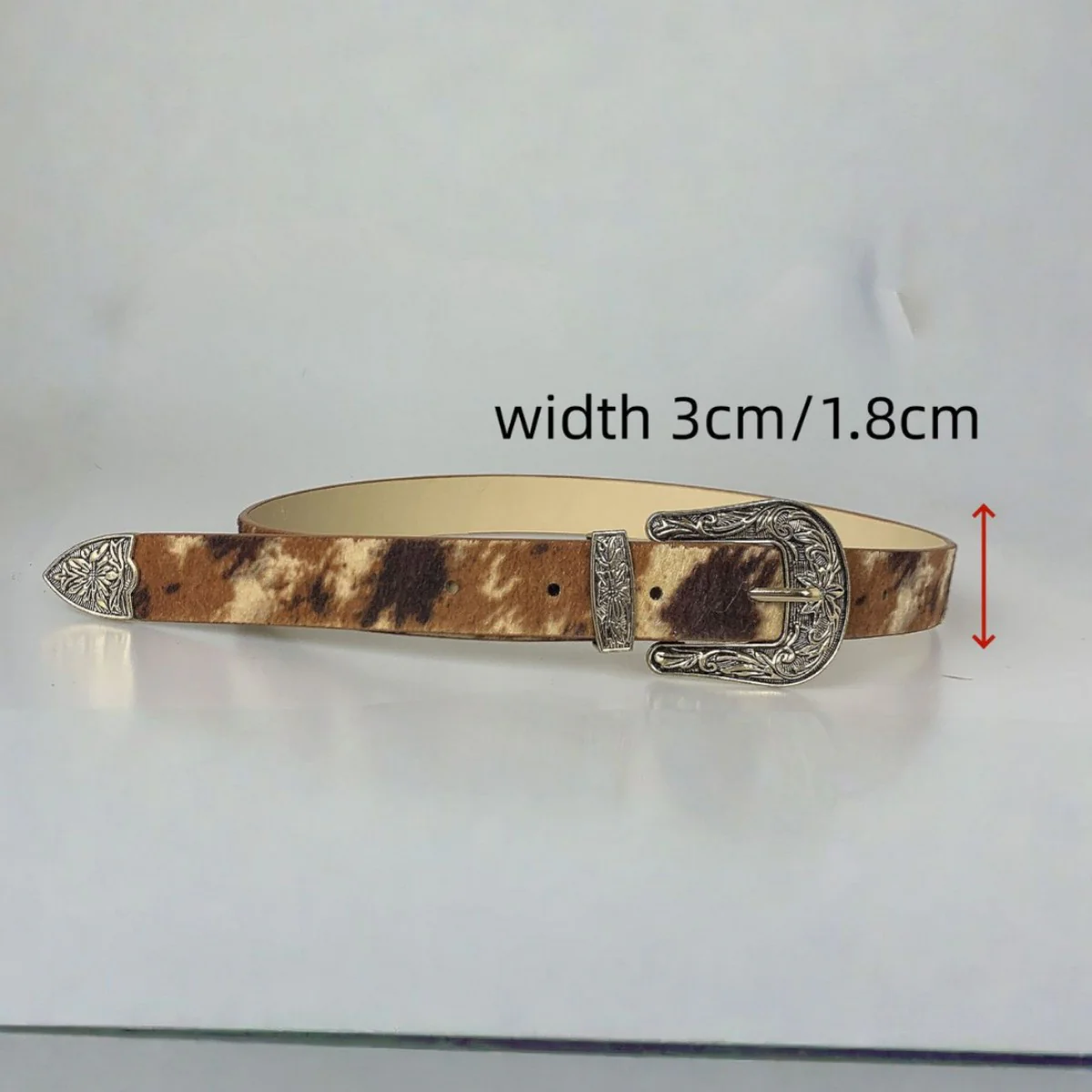 Cow Print Western Statement Buckle Belt - Image 3