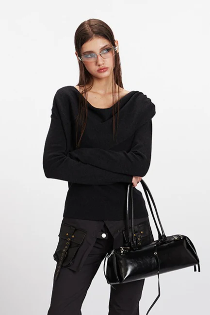Cowl Neck Chic Fitted Knit Top - Image 5