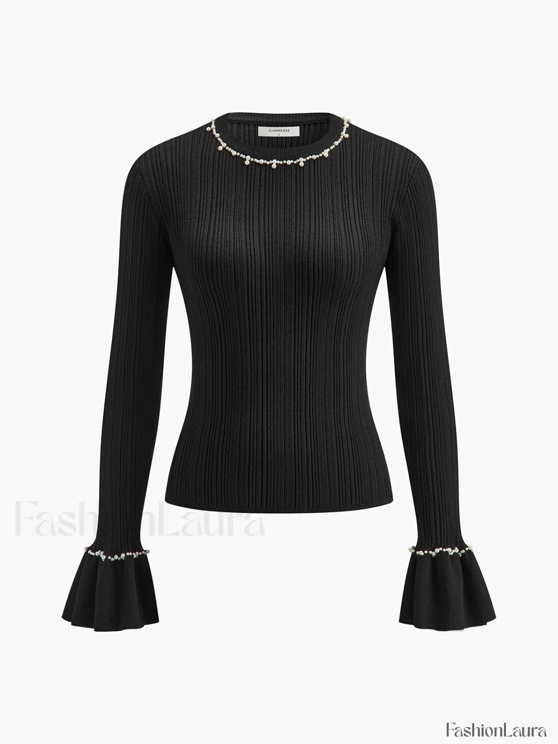 Beaded-Decor Ruffle Knit Top - Image 17