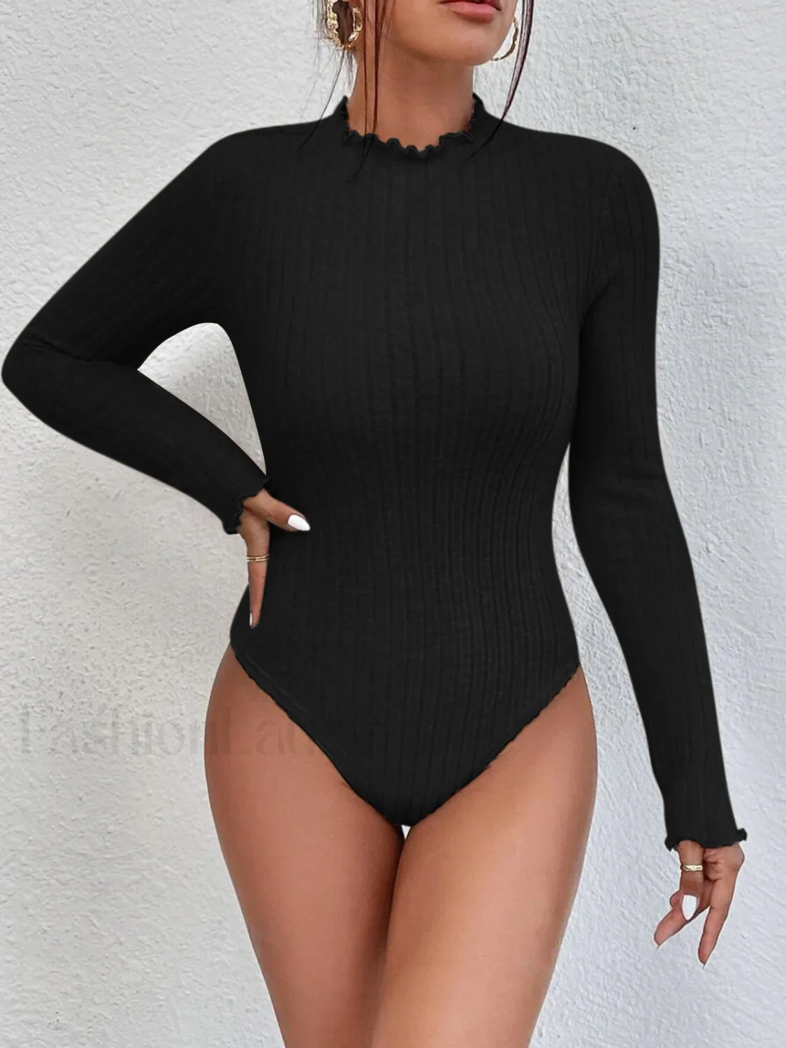 Ribbed Lettuce Trim Slim Bodysuit - Image 20