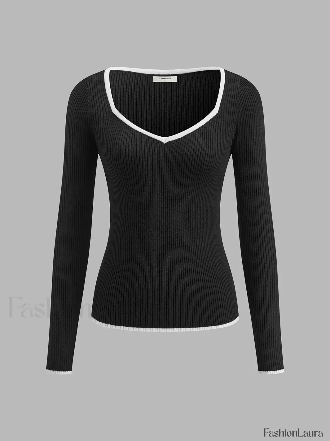 Contrast Trim Sexy Knit Top - Image 27