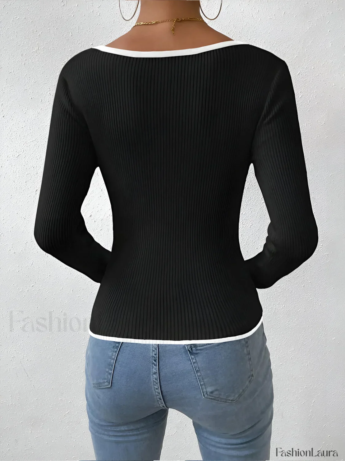 Contrast Trim Sexy Knit Top - Image 28