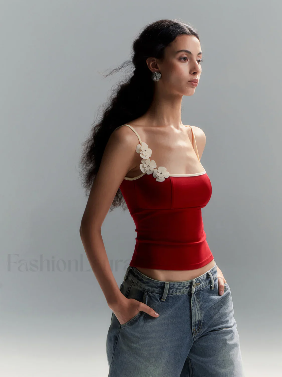 Floral Contrast Trim Bodycon Cami Top - Image 12
