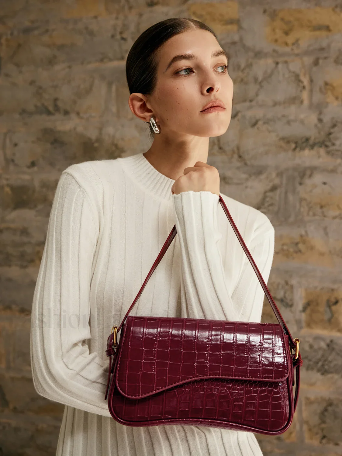 Buckle Checkered Small Armpit Bag - Image 12