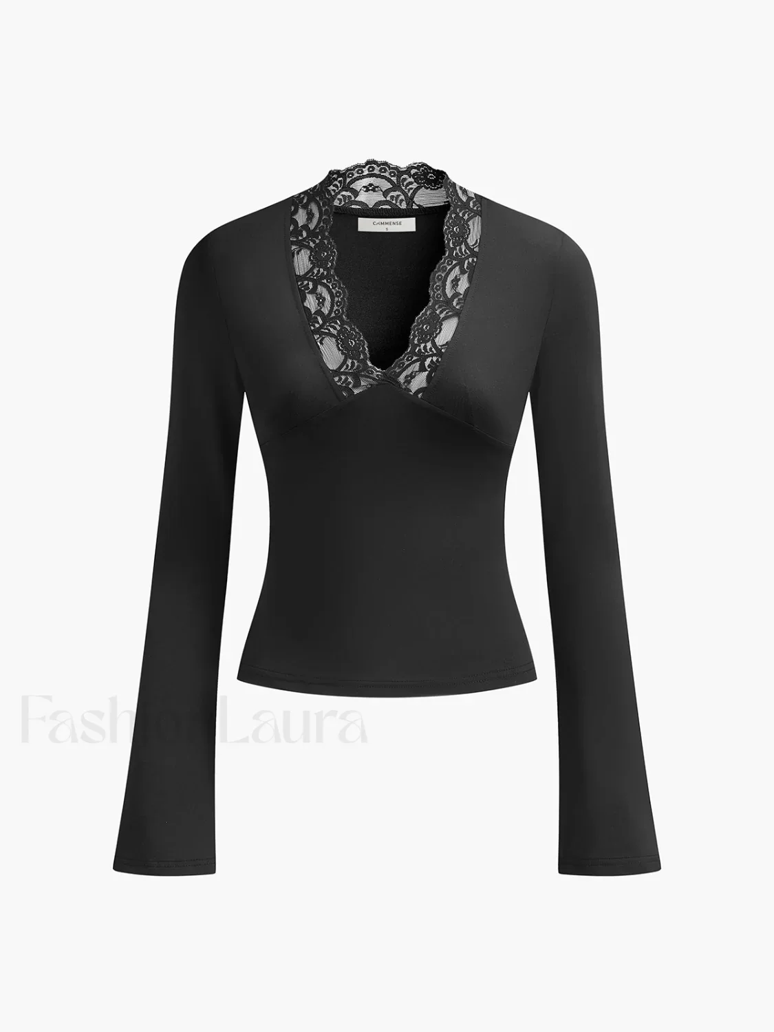 Lace Trim V-Neck T-Shirt - Image 18