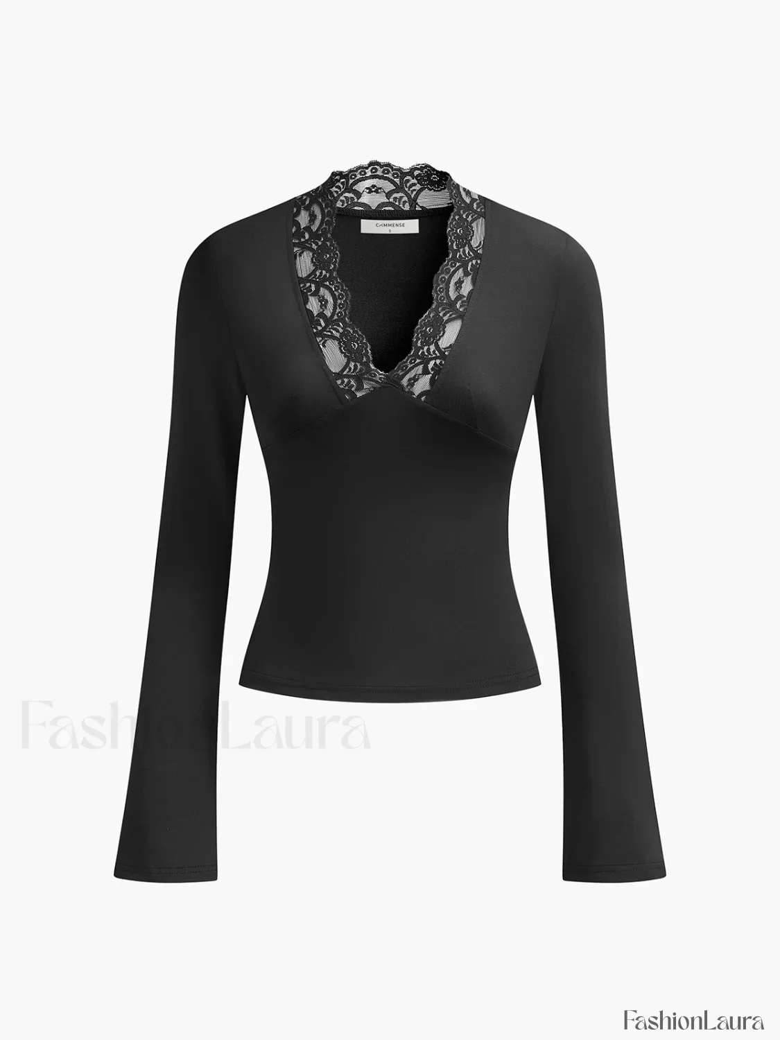 Lace Trim V-Neck T-Shirt - Image 29