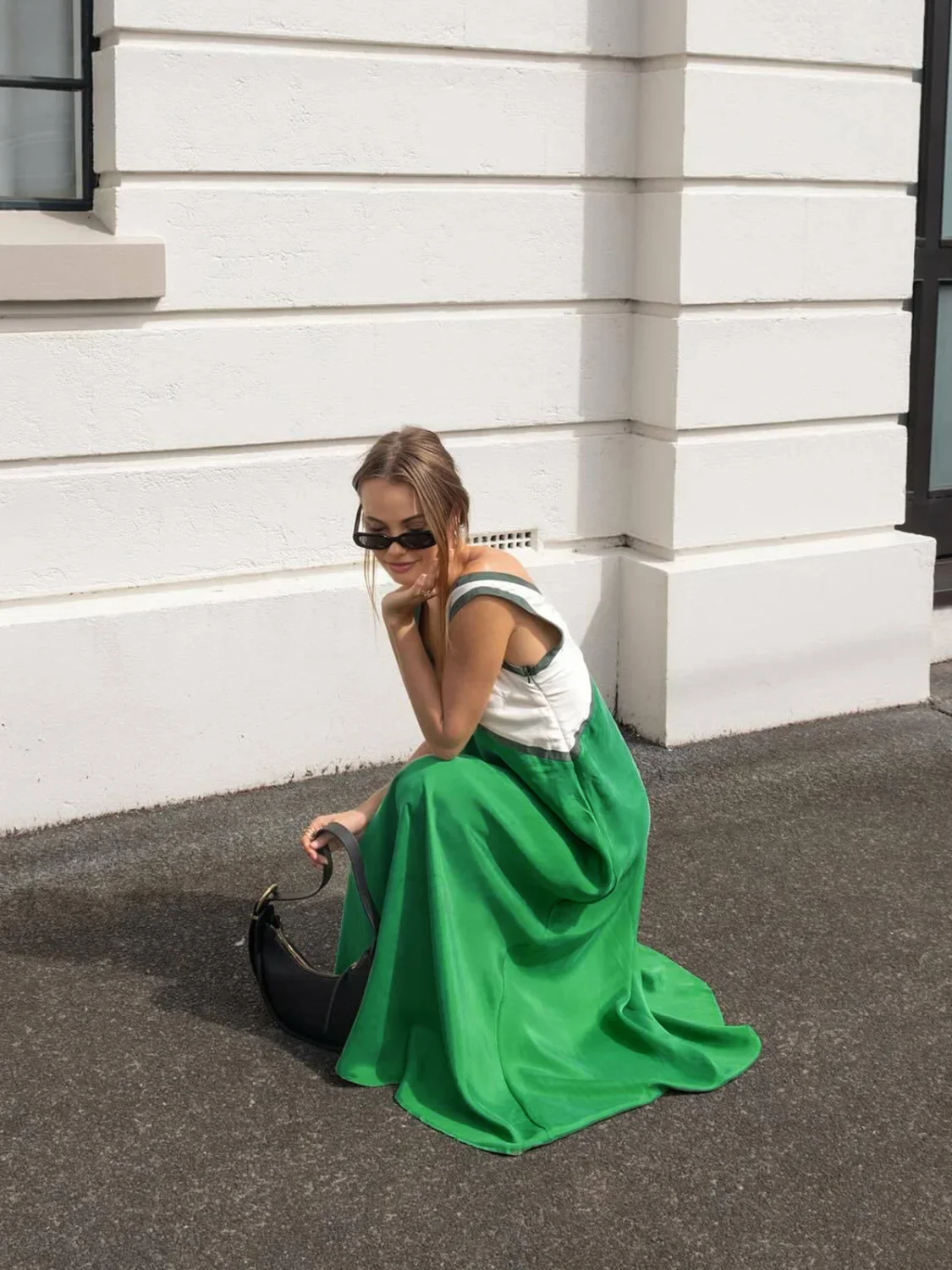 Satin Contrast Trim Long Dress - Image 4