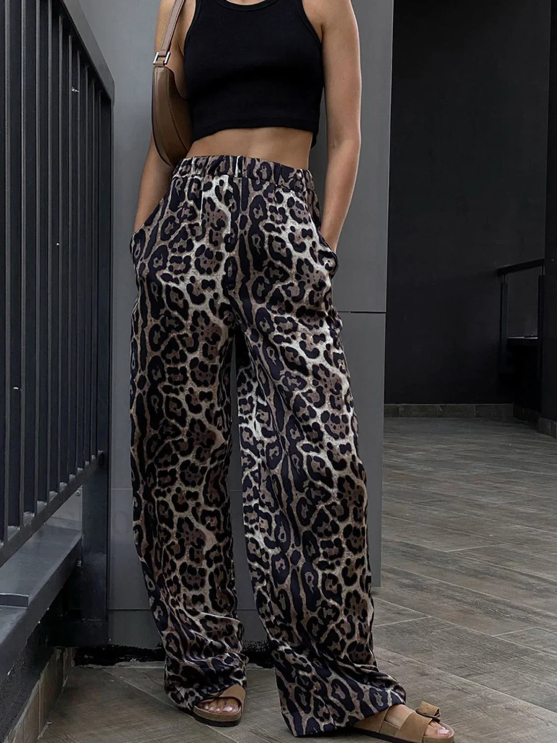 Leopard Print Wide Leg Pants - Image 8