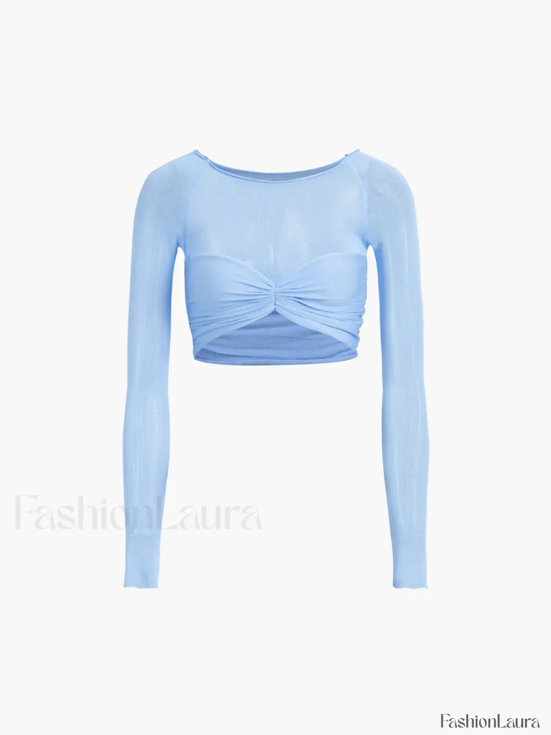 Semi-Sheer Off-Shoulder Mesh Crop T-Shirt - Image 19