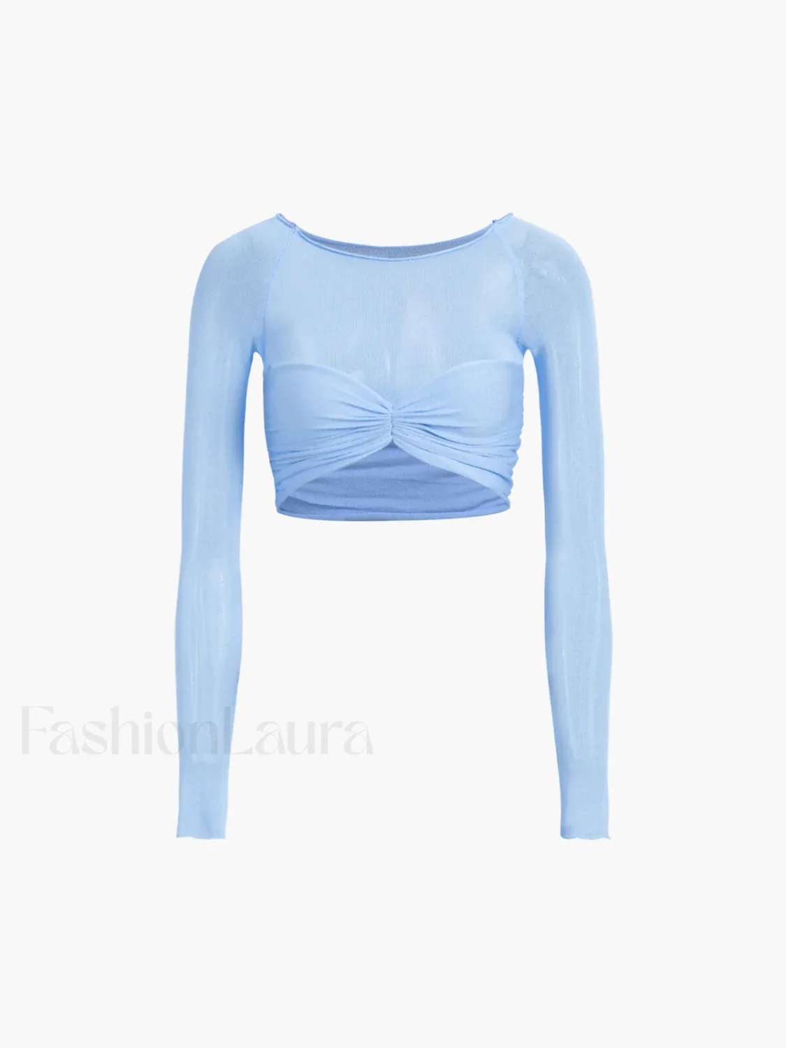 Semi-Sheer Off-Shoulder Mesh Crop T-Shirt - Image 9