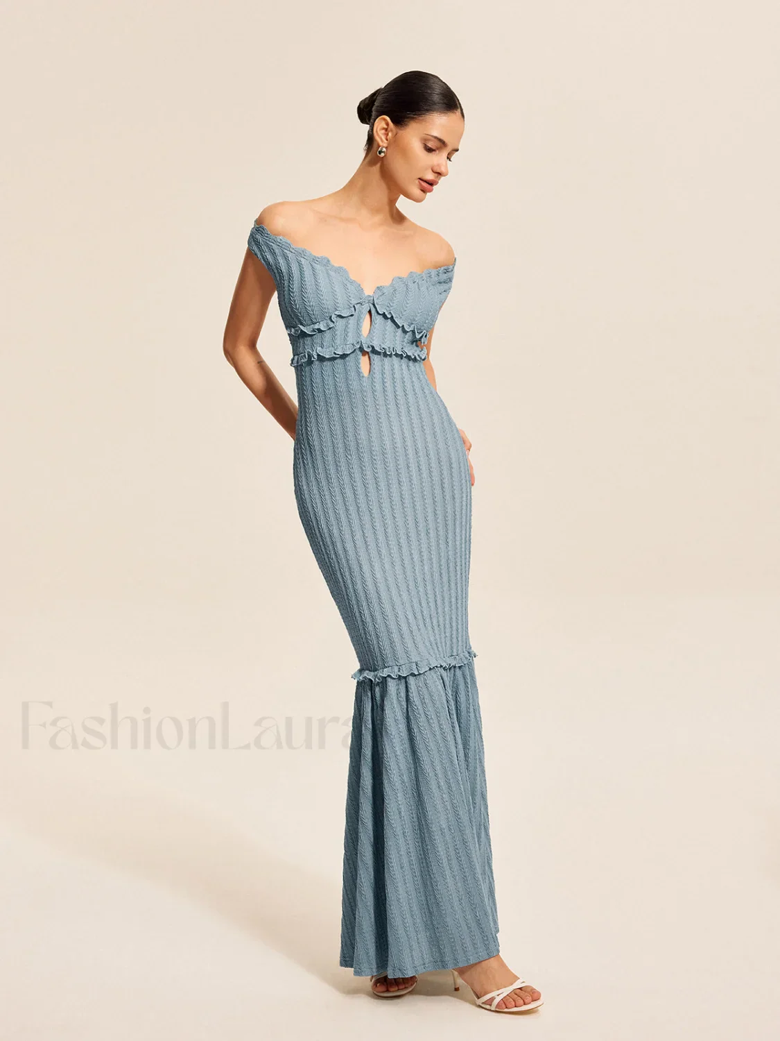 Off-Shoulder Ruffle Detail Dress - Image 23