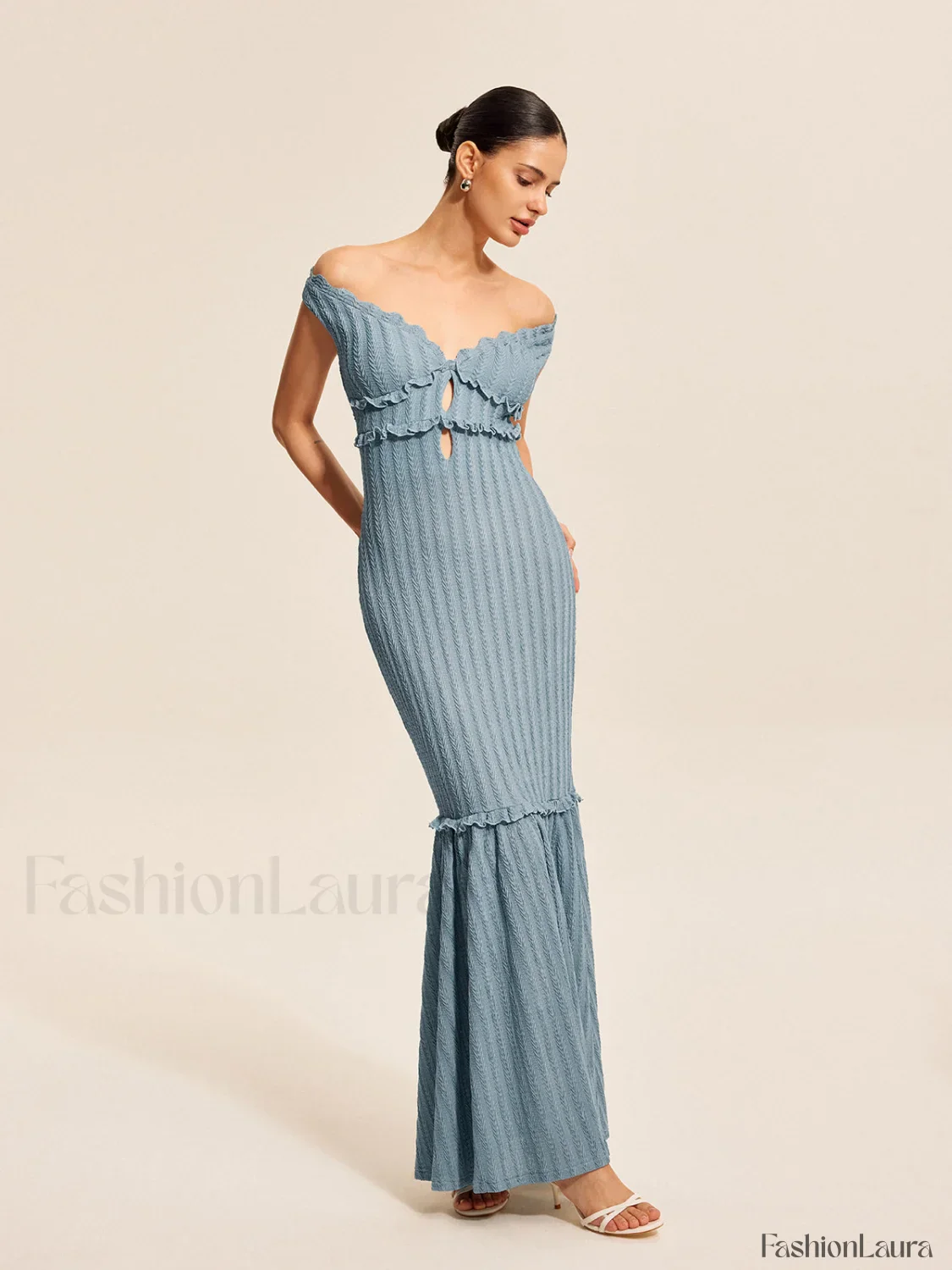 Off-Shoulder Ruffle Detail Dress - Image 35