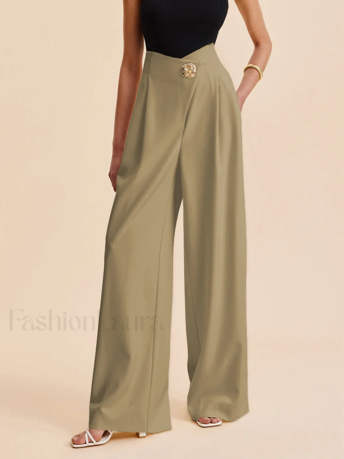 Embellished High-Waist Wide-Leg Pants - Image 9