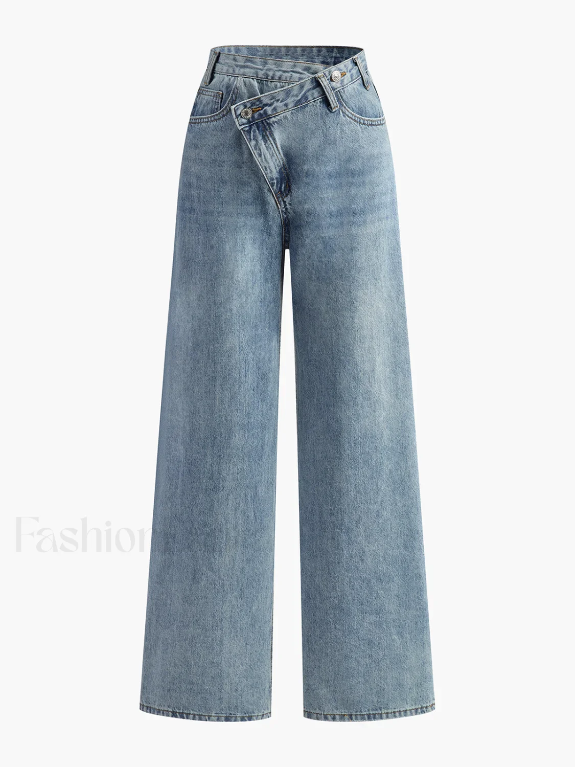 Asymmetric Waist Wide-Leg Jeans - Image 10