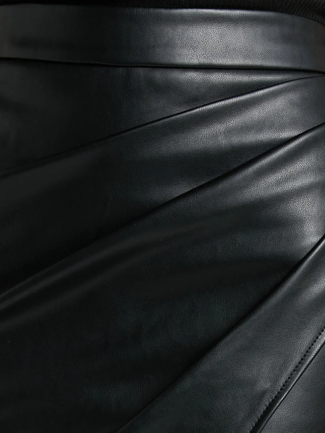 Pleated Split PU Leather Skirt - Image 13