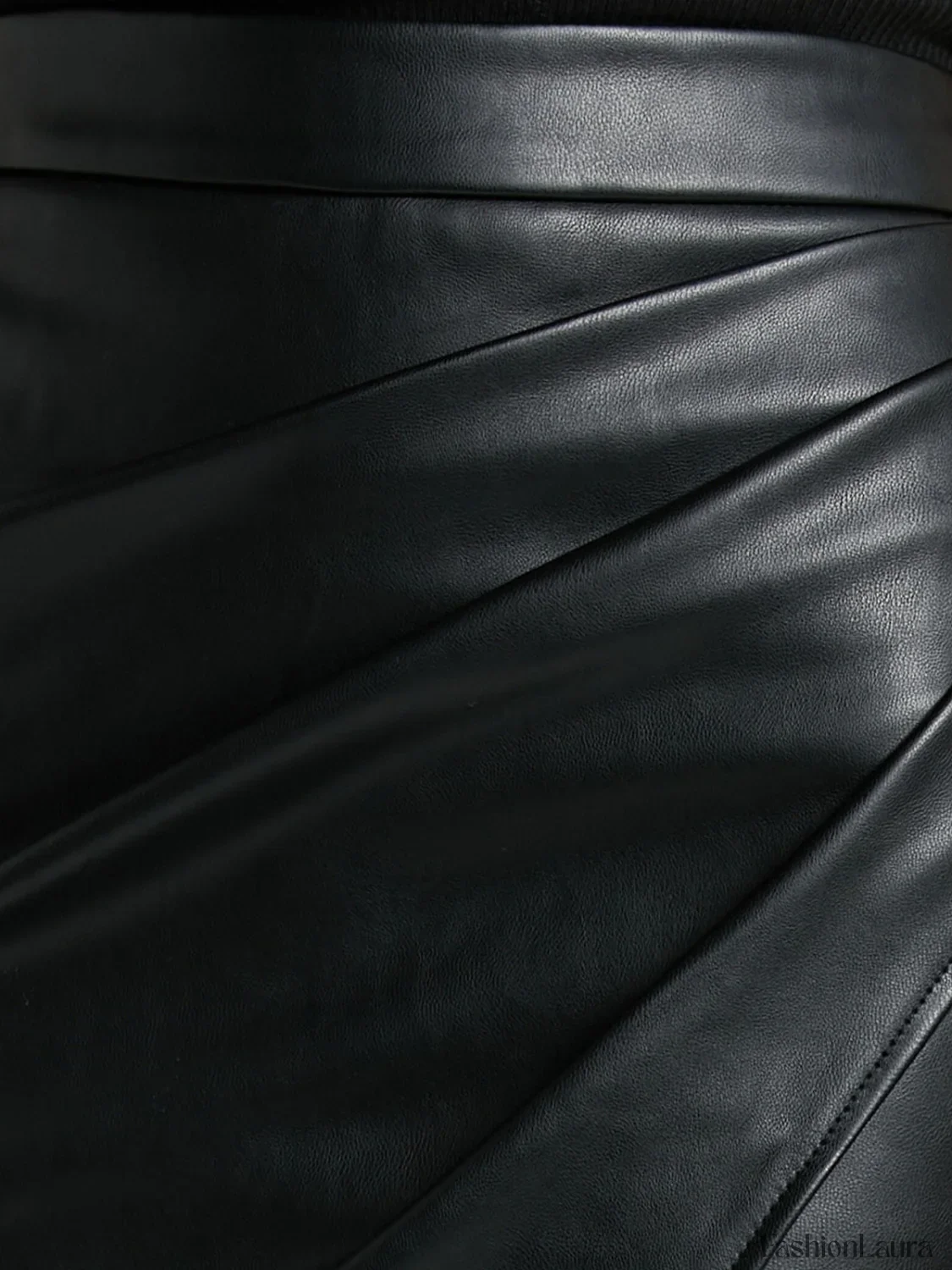 Pleated Split PU Leather Skirt - Image 18