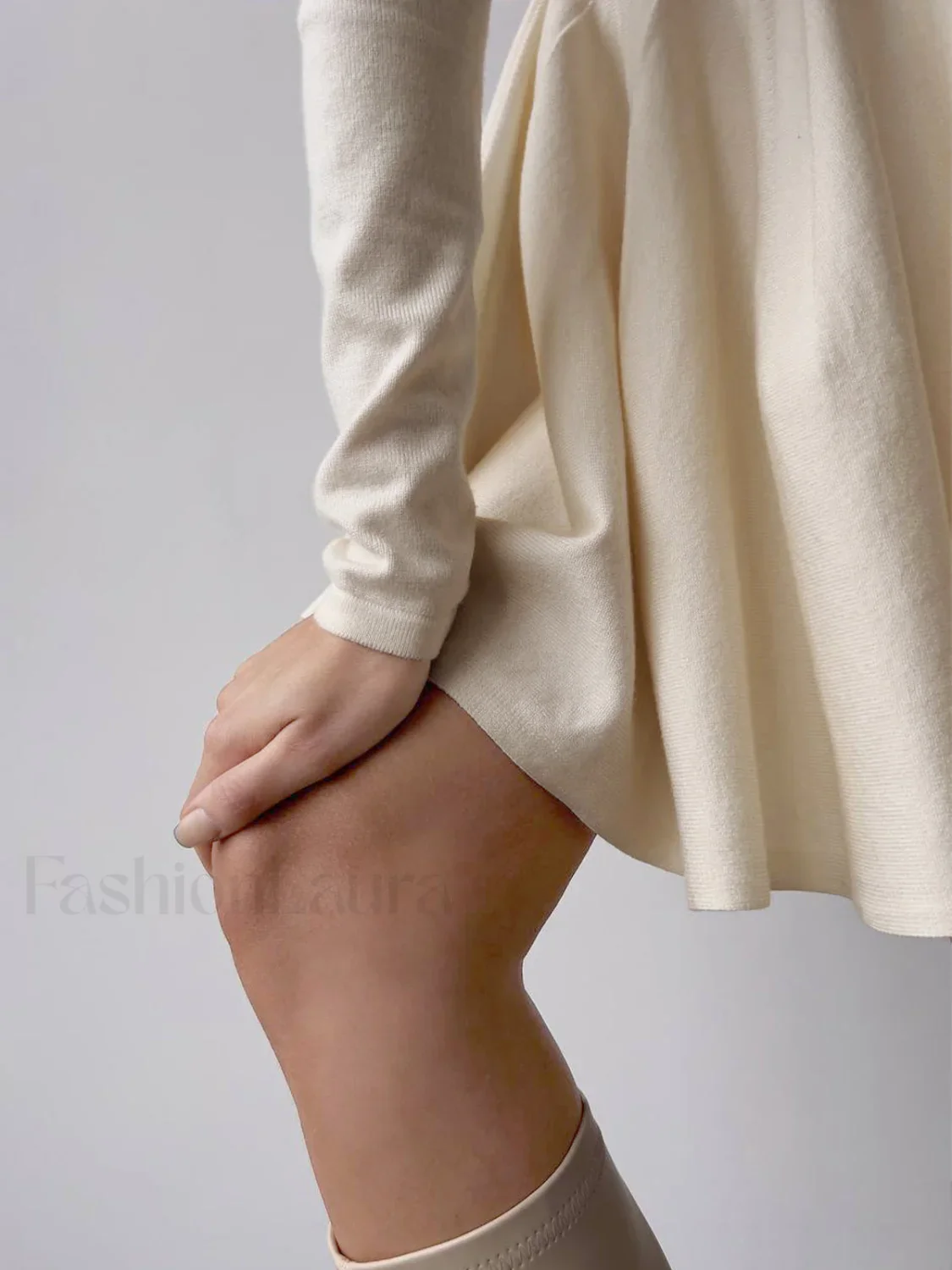 Plain Pleated Sweater Short Dress - Image 22