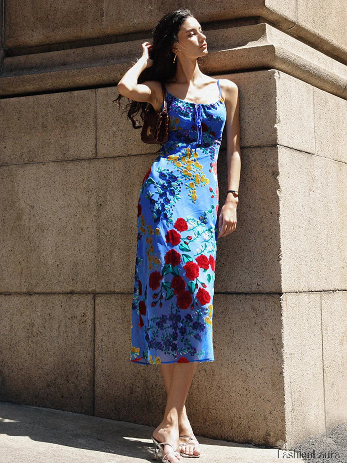 Velvet Floral Appliqué Cami Dress - Image 12
