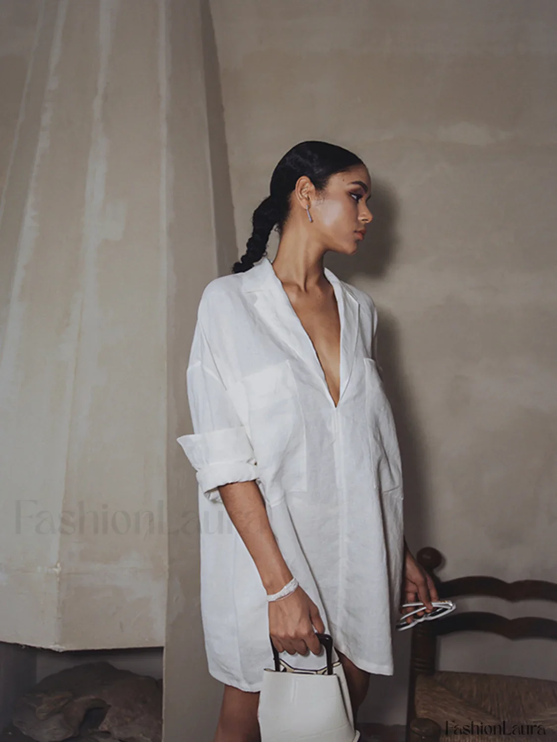 Linen Pockets Semi-Sheer Long Sleeve Dress - Image 14