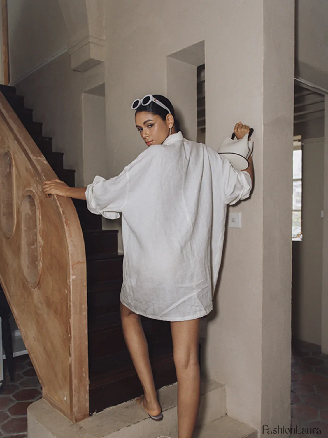 Linen Pockets Semi-Sheer Long Sleeve Dress - Image 16