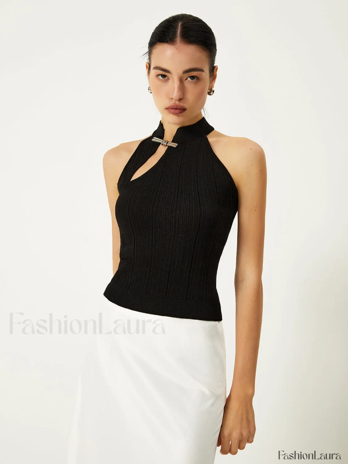 Asymmetrical Button Sweater Vest - Image 11