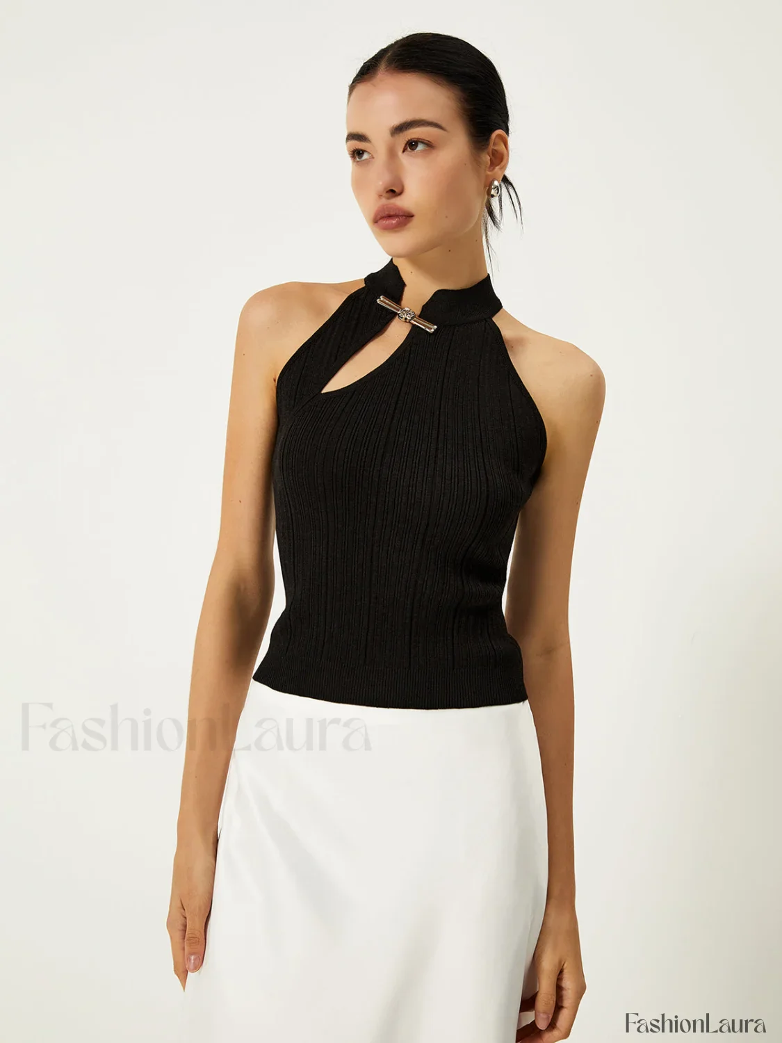 Asymmetrical Button Sweater Vest - Image 8