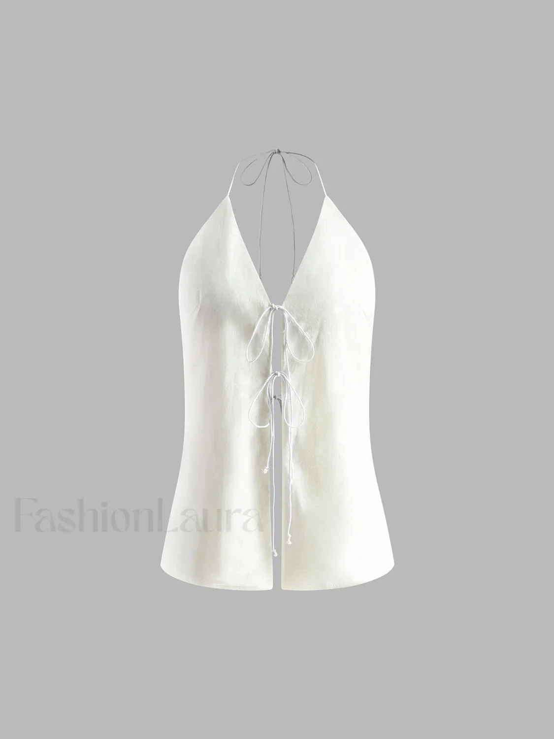 Cotton & Linen Backless Halter Top With Shorts Set - Image 9