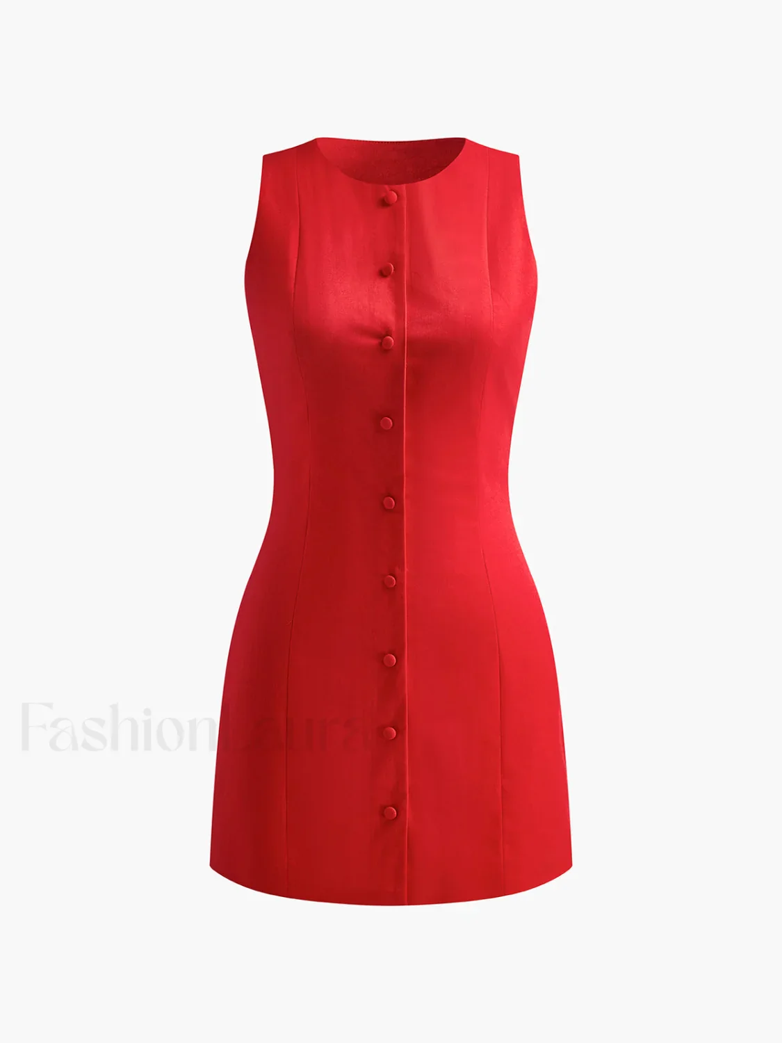 Button-Front Sleeveless Short Dress - Image 17