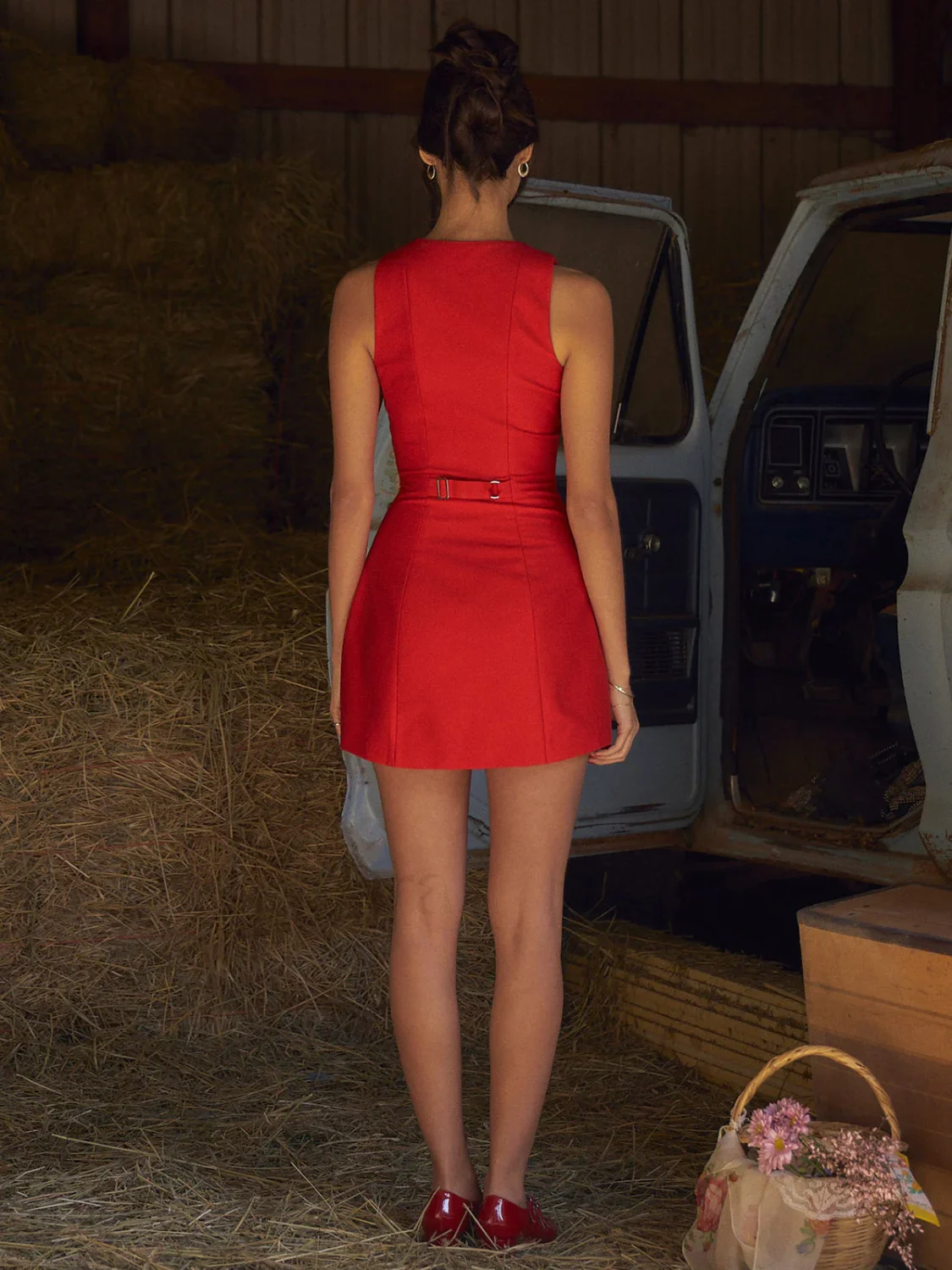Button-Front Sleeveless Short Dress - Image 21