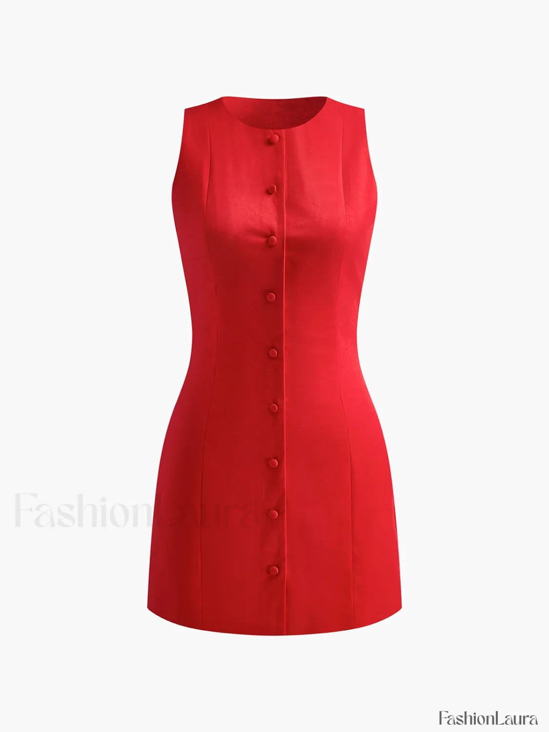 Button-Front Sleeveless Short Dress - Image 28