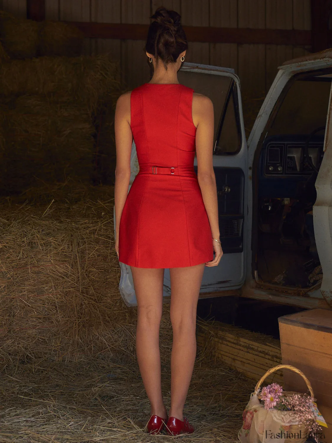 Button-Front Sleeveless Short Dress - Image 31