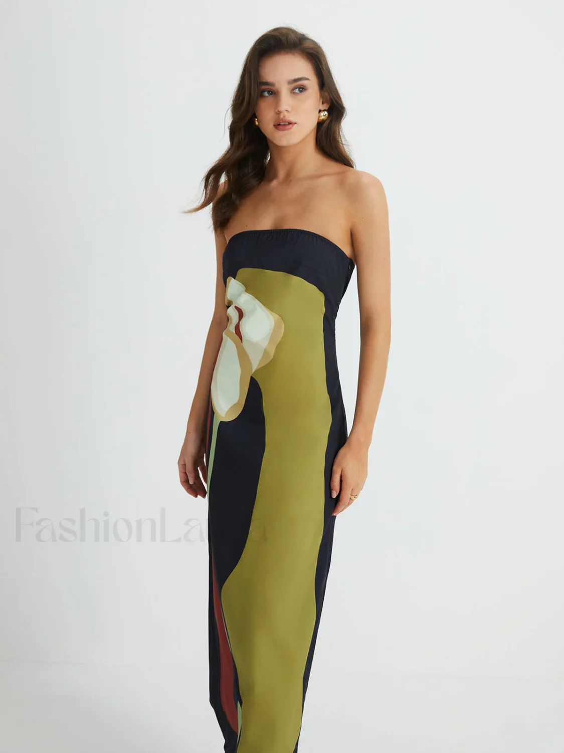 Large Floral Print Split Tube Maxi Dress - Image 6