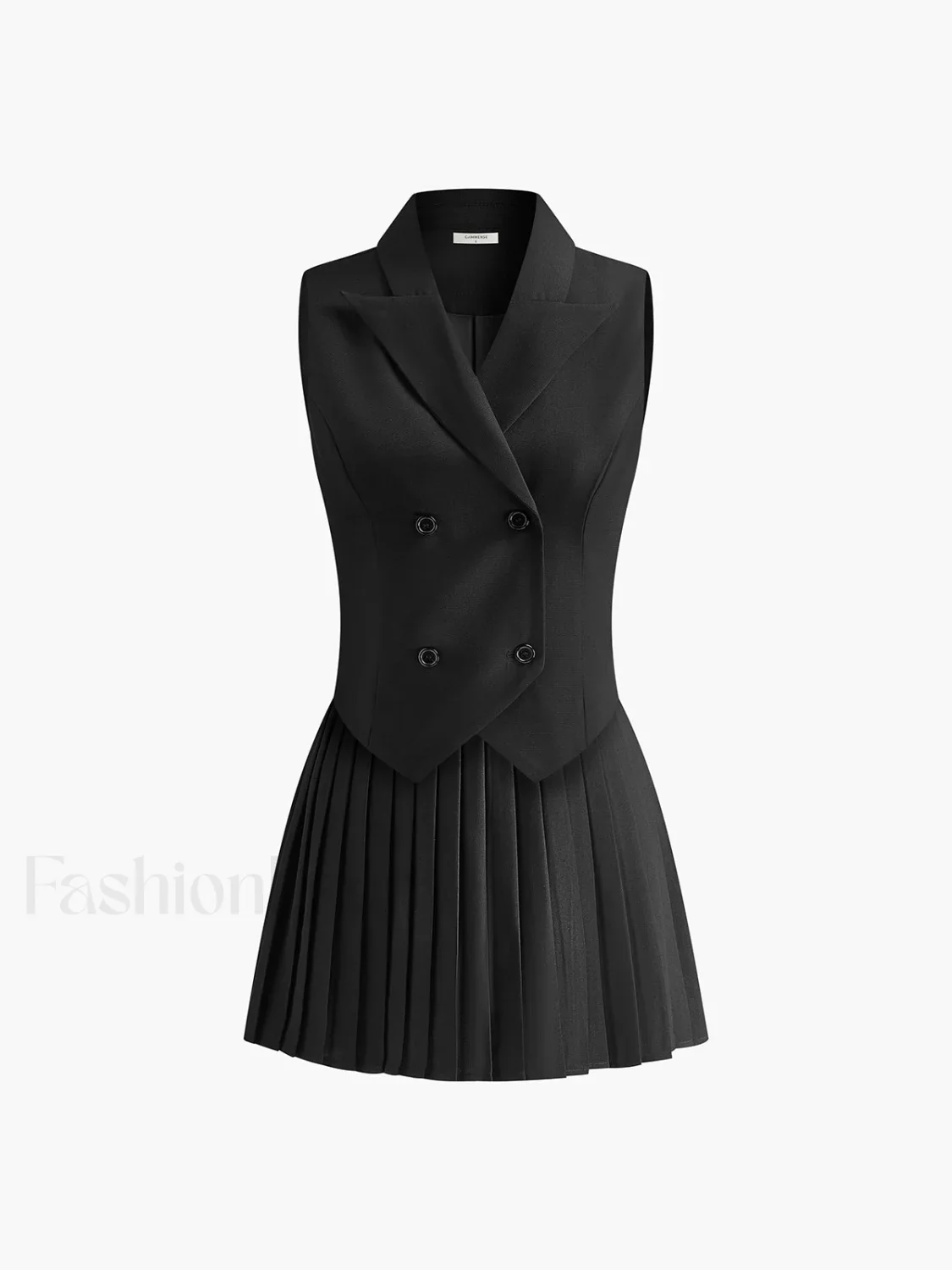 Suit Waistcoat With Pleated Mini Skirt Set - Image 6