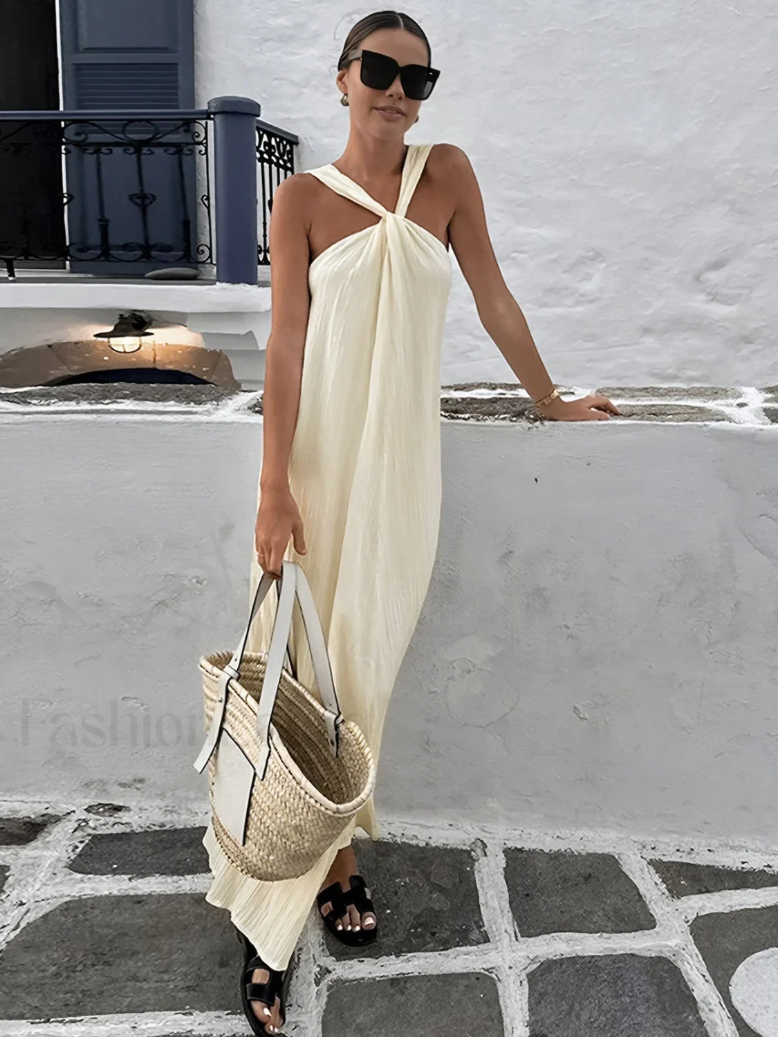 Creamy Halter Long Dress - Image 2
