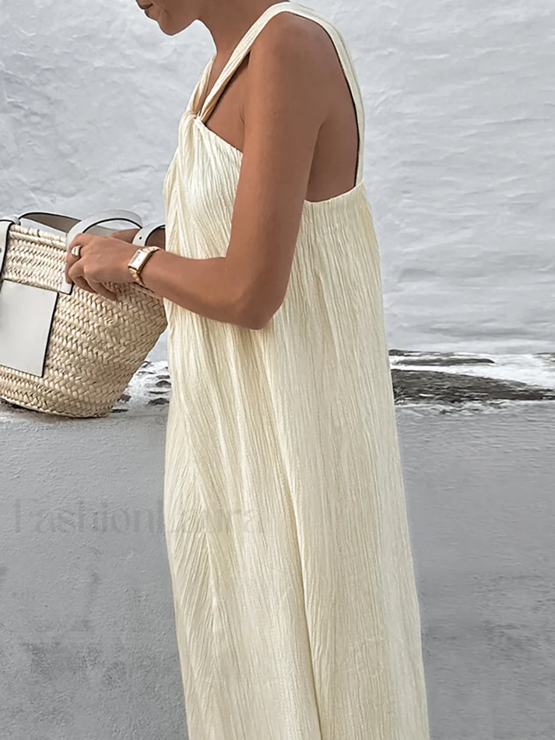 Creamy Halter Long Dress - Image 3