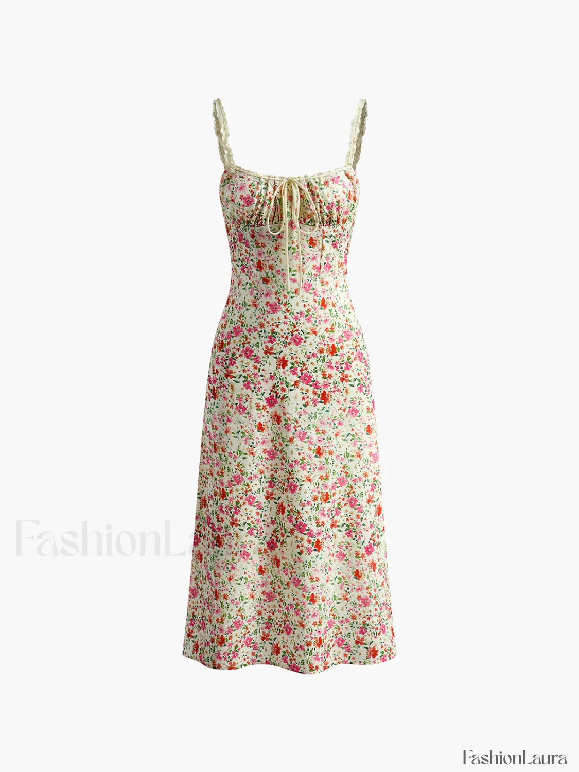 Floral Print Trim Cami Midi Dress - Image 19