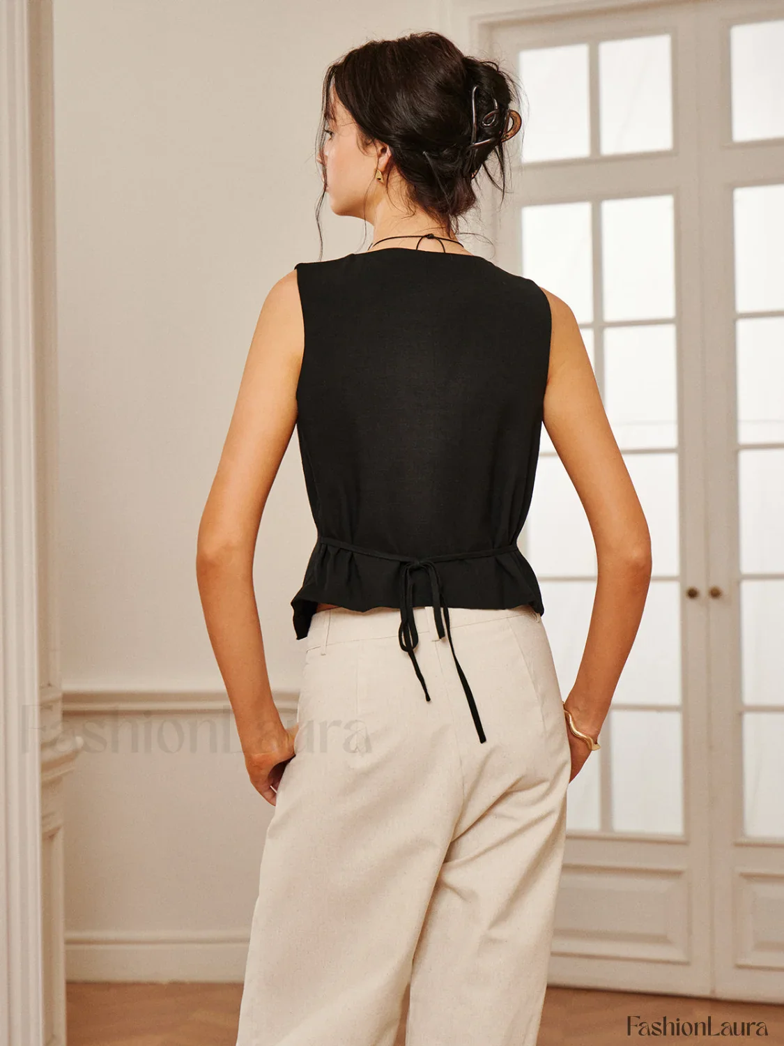 Cotton & Linen Tie-Detail Vest - Image 14