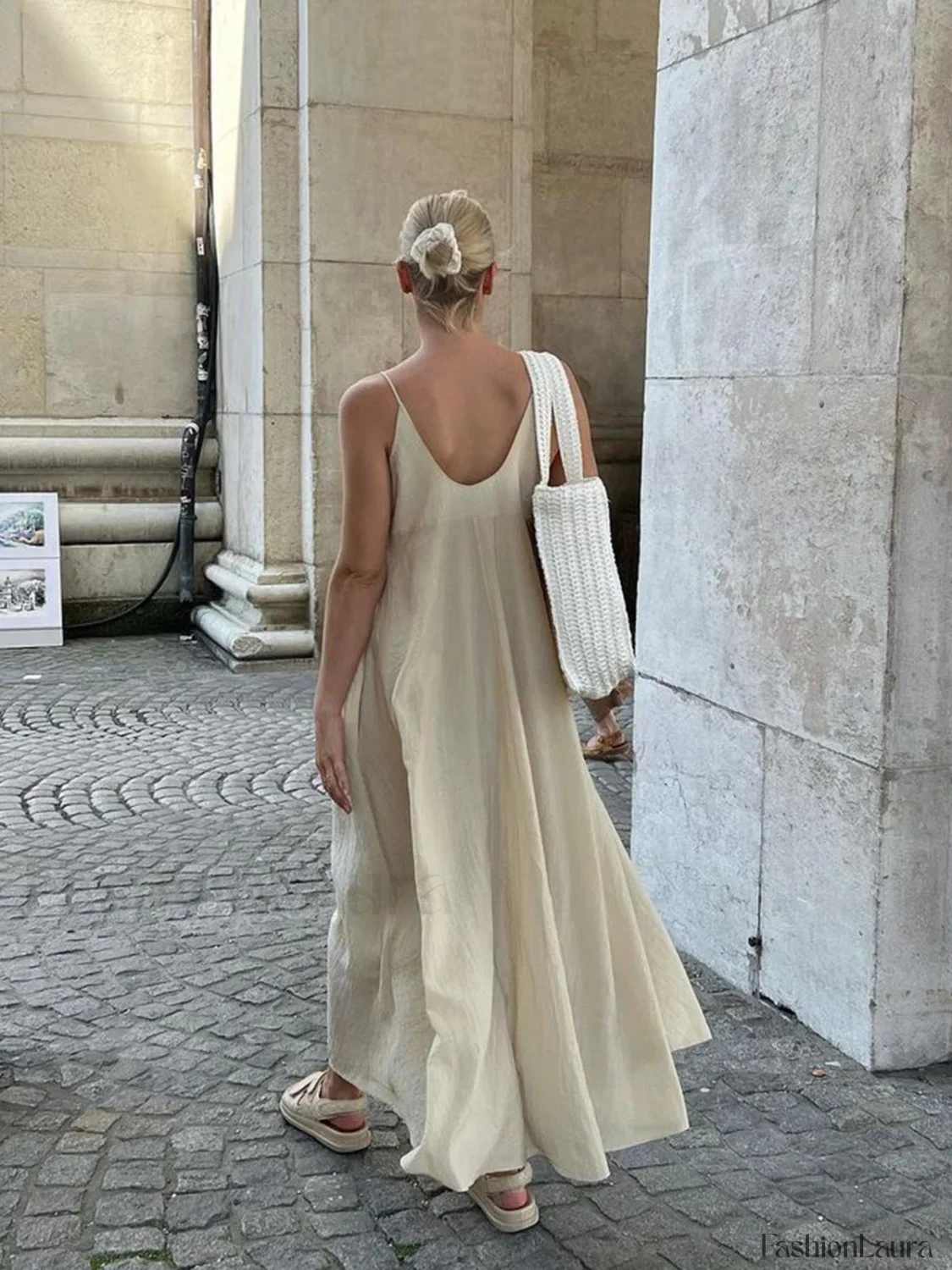 Double Layers V-neck Long Dress - Image 7