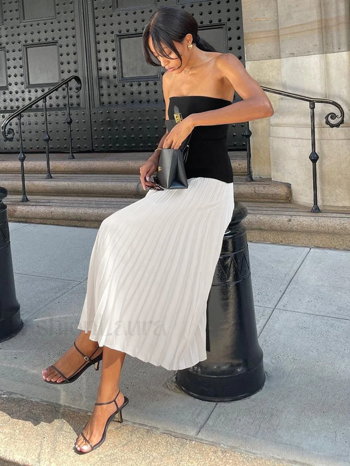 Sleeveless Pleated Long Dress - Image 14