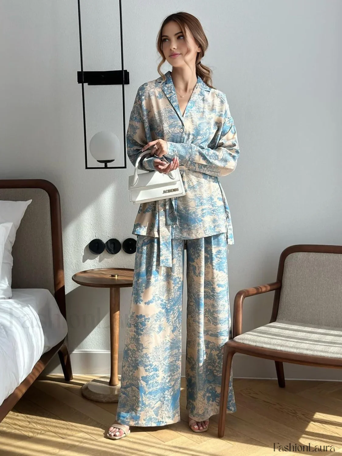 Printed Tie Up Pants Set - Image 5