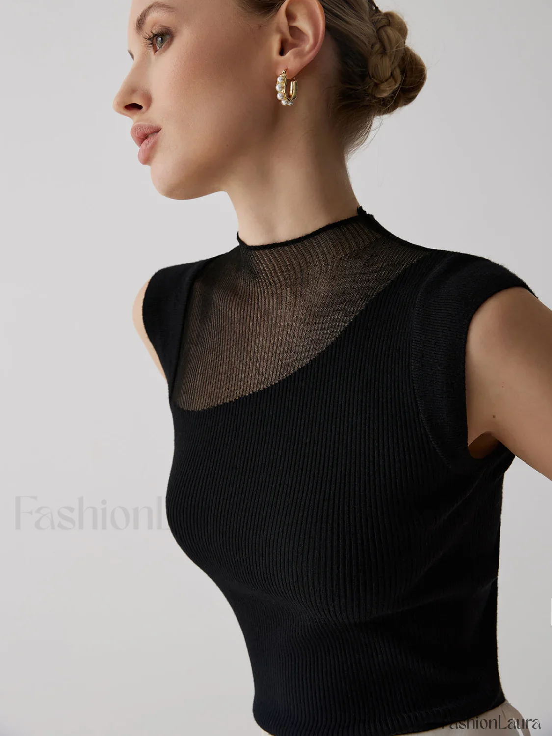 Mesh Patchwork Sleeveless Top - Image 27