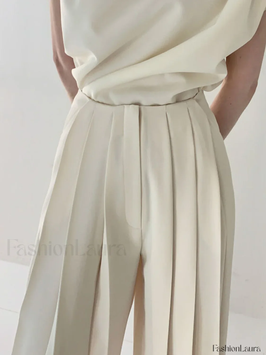 Pleated High Waist Wide Leg Pants - Image 24