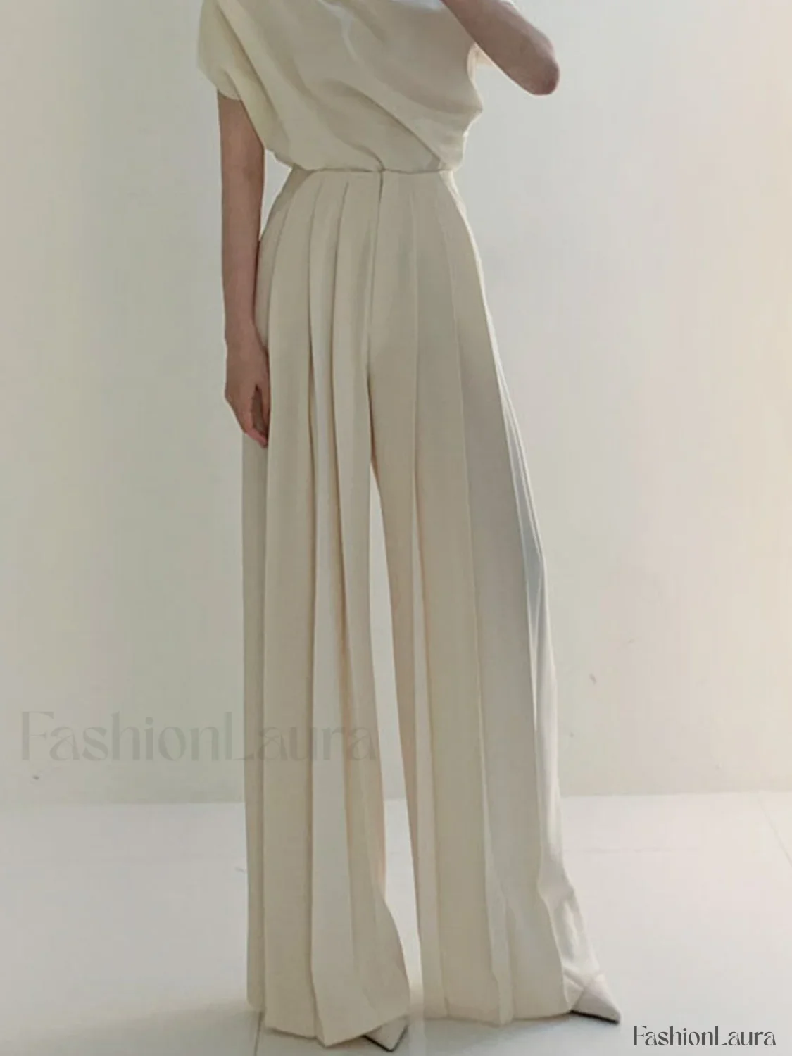 Pleated High Waist Wide Leg Pants - Image 25
